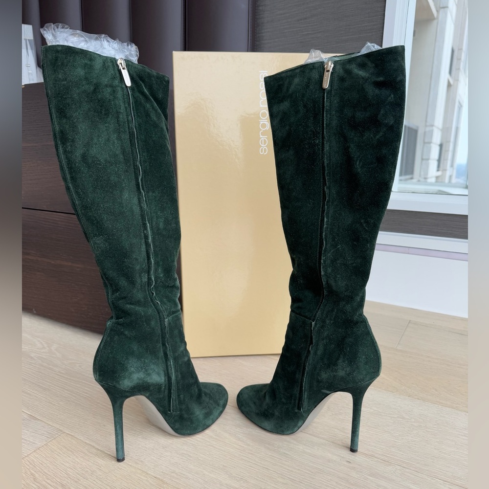 Gianvito Rossi Knee High Green Suede Boots Sz 8.5 - Picture 5 of 9